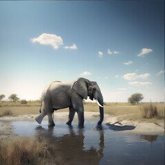 Fototapeta na wymiar Elephant in East African savannah