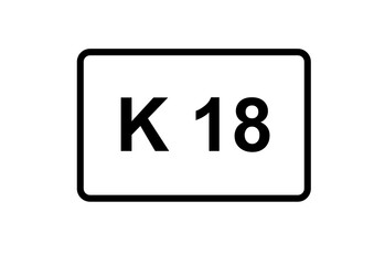 Illustration eines Kreisstraßenschildes der K 18 in Deutschland	