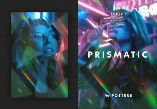 Prismatic Poster Photo Effect Mockup