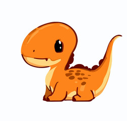 Happy little orange cute dinosaur t-rex vector art