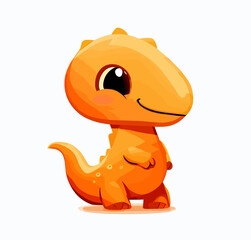 Fototapeta na wymiar Happy little orange cute dinosaur t-rex vector art