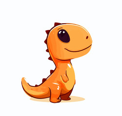 Fototapeta premium Happy little orange cute dinosaur t-rex vector art