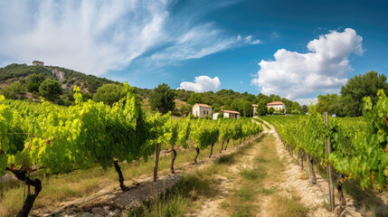 Fototapeta na wymiar Vineyards in the south of France. Generative AI