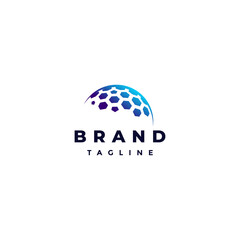 Simple Smart Dome Logo Design. Hexagons Forming A Geometric Dome Shield Symbol Design.