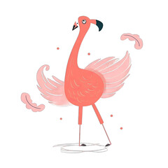 Flamingo character doing ballet - Cartoon Illustration 3