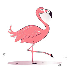 Flamingo character doing ballet - Cartoon Illustration 4