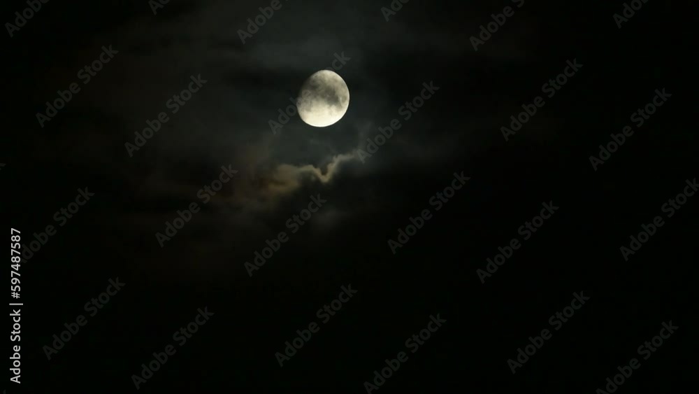 Wall mural clouds passing in front of the moon