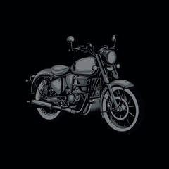 vintage retro motorcycle on black background