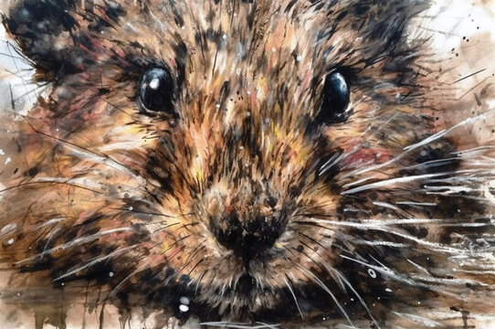 Close-up painting of a lemming