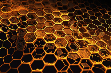 Golden honeycomb pattern closeup