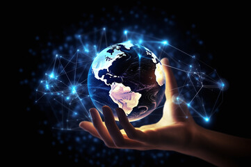 Digital innovation connecting the world illustration