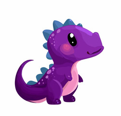 Happy little purple cute dinosaur t-rex vector art