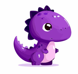 Happy little purple cute dinosaur t-rex vector art