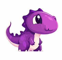 Happy little purple cute dinosaur t-rex vector art