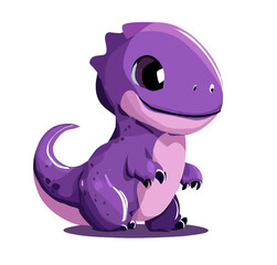 Happy little purple cute dinosaur t-rex vector art
