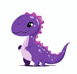 Happy little purple cute dinosaur t-rex vector art