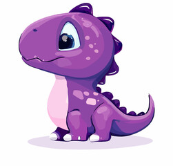 Happy little purple cute dinosaur t-rex vector art