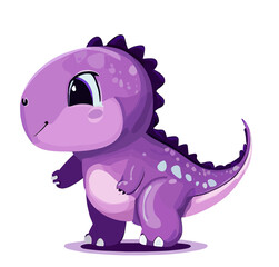 Happy little purple cute dinosaur t-rex vector art