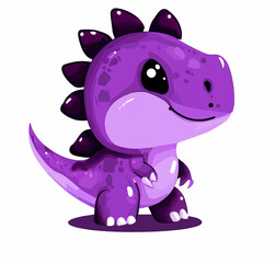 Happy little purple cute dinosaur t-rex vector art