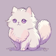 Cute cat cartoon vector illustration. Cute little kitten character.