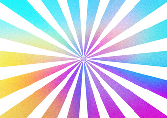 白の集中線と質感のあるビビットカラーの虹色ホログラム背景