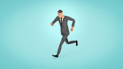 Fototapeta na wymiar Cartoon businessman run (3d illustration)