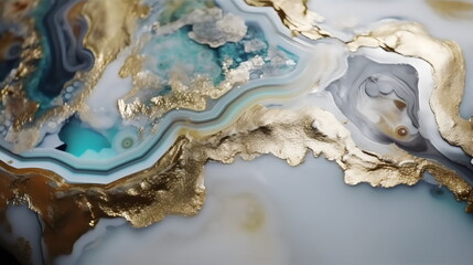 marble polished stone surface with gold vein textured background in aqua green made with generative ai	
