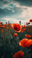 Poppy flower background for Anzac day. Illustration AI Generative