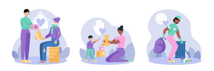 Volunteers performing specific tasks for other people