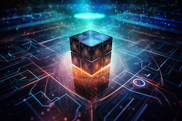 Quantum Computing, Supercomputers and Supercomputing, Innovation in Information and Computer Science, Conceptual Illustration on Technology Background