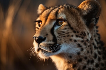 Fototapeta na wymiar Cheetah in morning sun - majestic portrait
