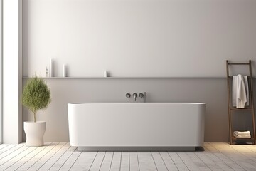 Blank horizontal poster frame mock up in minimal style bath room interior, modern bath room interior background,Ai Genretive