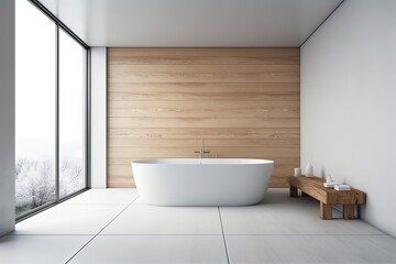 Fototapeta na wymiar Blank horizontal poster frame mock up in minimal style bath room interior, modern bath room interior background,Ai Genretive