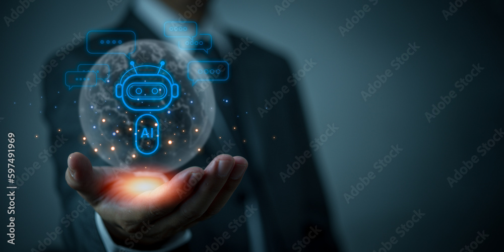 Wall mural ai artificial intelligence and conversational chatbots businesses digital technology interact with a
