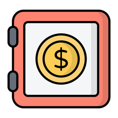 Safe Locker Line Color Icon