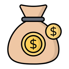 Money Bag Line Color Icon