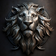 Fototapeta na wymiar a steel symbol of an epic lion