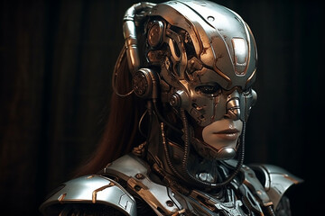3D rendering of humanoid sci-fi cyborg.