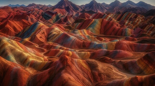 beautiful geopark landscape of rainbow mountain, Generative Ai