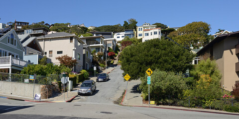 Sausalito, city in Marin County, California, United States. Urban view on sunny autumn day