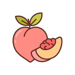 Peaches icon in vector. Illustration
