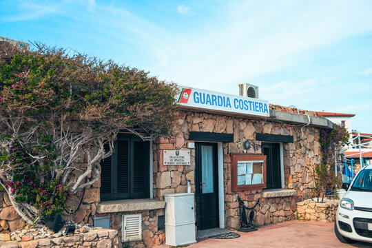 The coast guard building (Guardia Costiera) at the port of "Porto Rotondo" - Sardinia, April 10 2023
