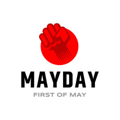 A dynamic May Day logo with a gripping hand symbol with our stunning vector logo templates with icons and illustrations.