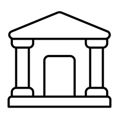 Bank Building Thin Line Icon