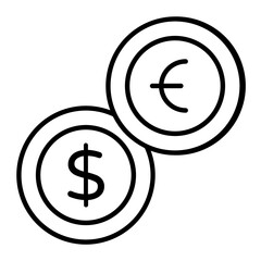 Currency Exchange Thin Line Icon