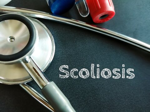 Scoliosis is where the spine twists and curves to the side, medical conceptual image.