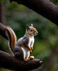 Squirrel on a tree, generative ai