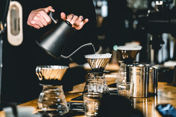 barista create hot drip americano coffee