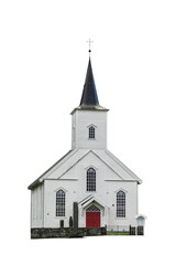 Fototapeta na wymiar White church in the country on white background transparent PNG