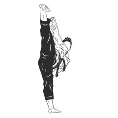 Fast kick fighting technique silhouette vector illustration. Modern and simple logo for karate,judo and martial art icon.